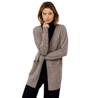 ellos Plus Size Long Open Cardigan With Pockets