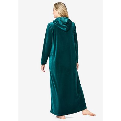 Dreams & Co. Plus Size Dreams & Co Hooded Velour Robe