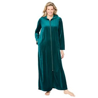Dreams & Co. Plus Size Dreams & Co Hooded Velour Robe