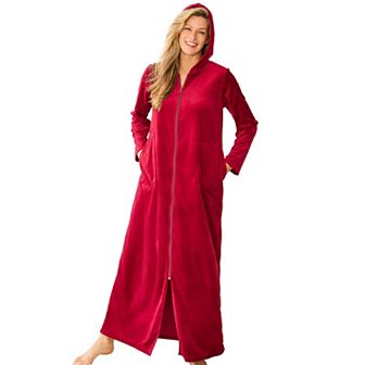 Dreams & Co. Plus Size Dreams & Co Hooded Velour Robe
