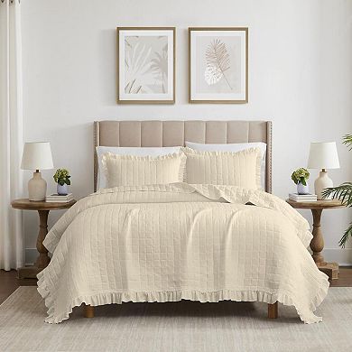 Belina 3 Pieces Washed Stitched Lightweight Quilts Set For Bedding