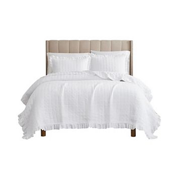 Belina 3 pc Washed Stitched Lightweight Quilts Set For Bedding