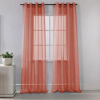 Ramallah Lonnie Grommet Curtain Panel - 54x90", Coral