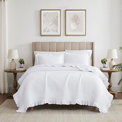 Carla 3 Pieces Washed Stitched Lightweight Quilts Set For Bedding