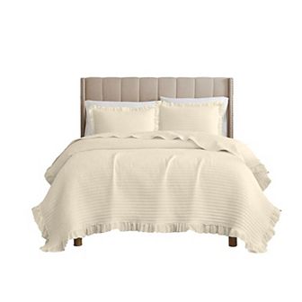 Carla 3 pc Washed Stitched Lightweight Quilts Set For Bedding