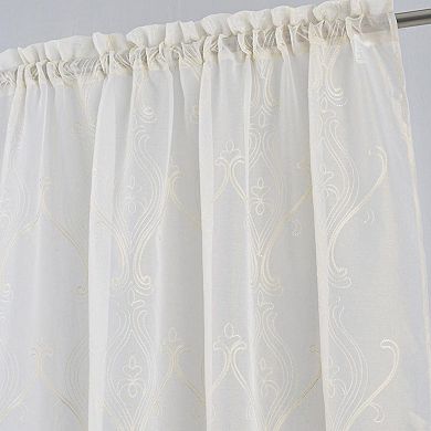Pearl Emb Metallic Doily Rod Pocket Room Darkening Window Curtain Panel For Bedroom