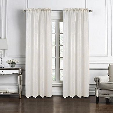 Pearl Emb Metallic Doily Rod Pocket Room Darkening Window Curtain Panel For Bedroom