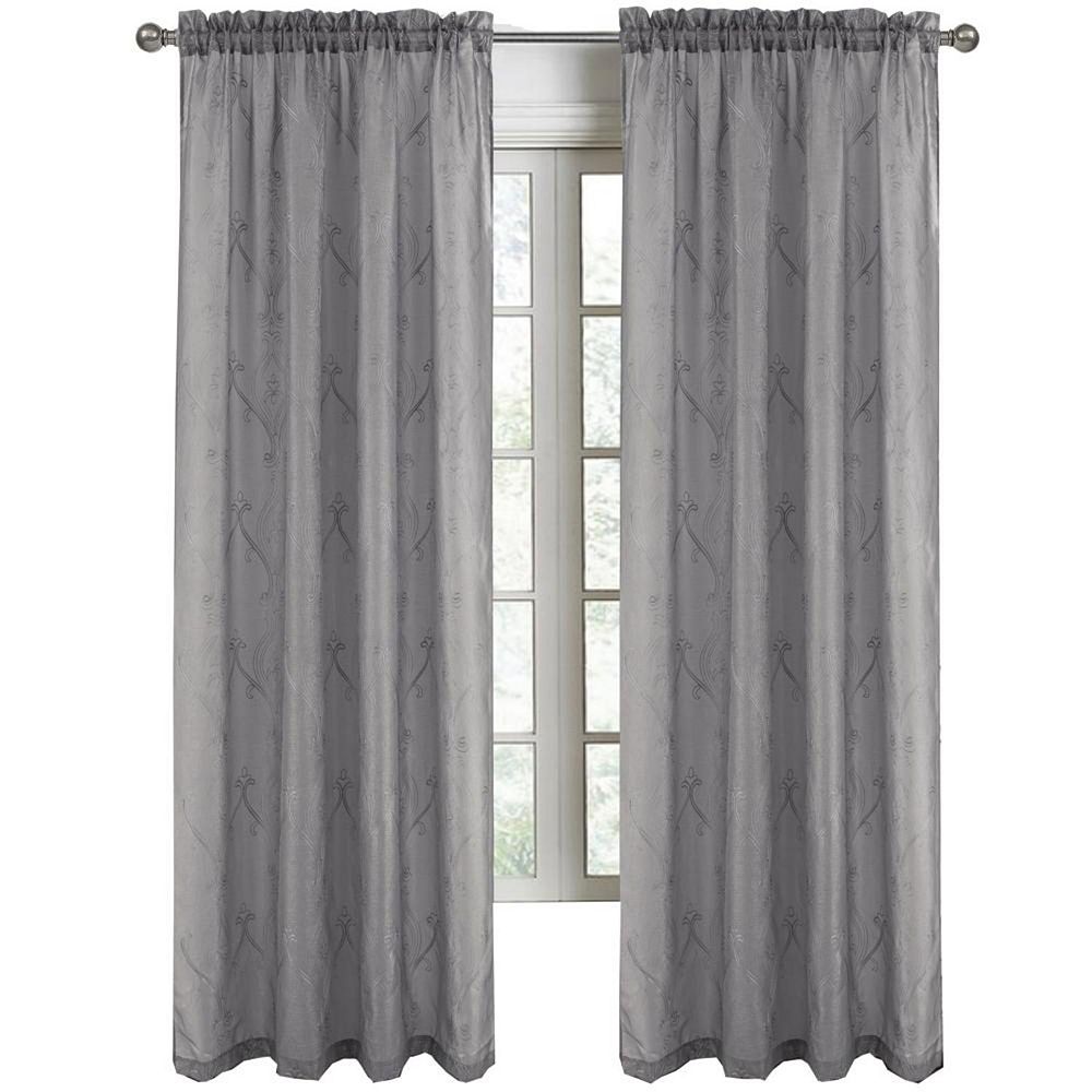 Pearl Emb Metallic Doily Rod Pocket Room Darkening Window Curtain Panel ...