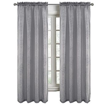 Andrea Emb Metallic Doily Rod Pocket Room Darkening Curtain Panels For Bedroom