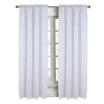 Andrea Emb Metallic Doily Rod Pocket Room Darkening Curtain Panels For Bedroom