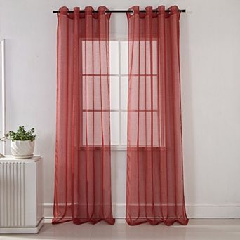 Ramallah Lonnie Grommet Curtain Panel - 54x90", Red