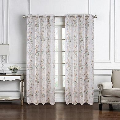 Amelia Printed Doily Grommet Light Filtering Curtain Panels For Bedroom