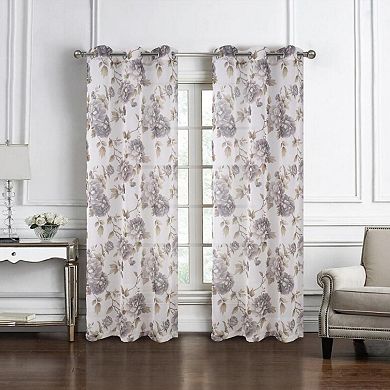 Ellie Doily Grommet Light Filtering Window Curtain Panel For Bedroom