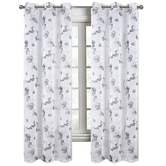 Jillian Rubber Doily Grommet Light Filtering Window Curtains For Bedroom