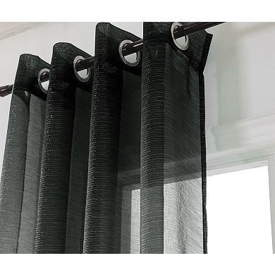 Ramallah Lonnie Grommet Curtain Panel - 54x90", Black