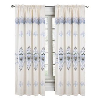 Bonnie Macrame Rod Pocket Room Darkening Curtain Panels For Living Room
