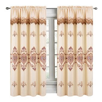 Bonnie Macrame Rod Pocket Room Darkening Curtain Panels For Living Room