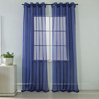 Ramallah Lonnie Grommet Curtain Panel - 54x90", Navy Blue