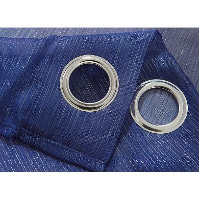 Ramallah Lonnie Grommet Curtain Panel - 54x90", Navy Blue