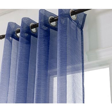 Ramallah Lonnie Grommet Curtain Panel - 54x90", Navy Blue