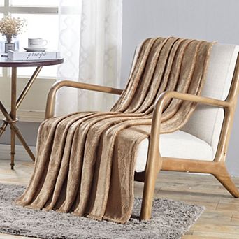 Plazatex Dama Embossed Scroll Pattern Soft & Cozy Throw Blanket