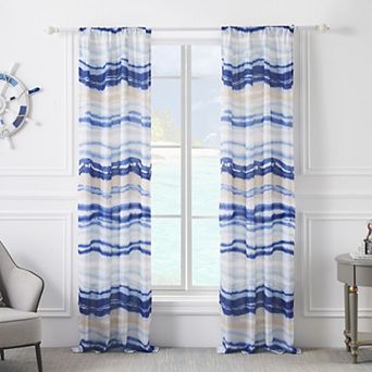 Barefoot Bungalow Crystal Cove Curtain Panel Pair - Set of 2 - 42x84" and 3x24, Blue