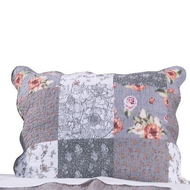 Giulia Fabulous Floral and Stencil Prints Classic Patchwork Pattern Reverses Pillow Sham