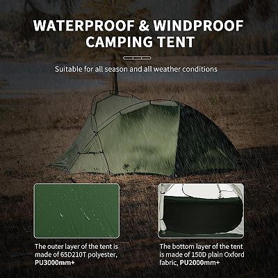 Naturehike Hillock 2 Person Tent, Lightweight Backpacking Tent for