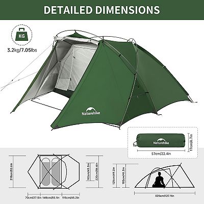 Naturehike Hillock 2 Person Tent, Lightweight Backpacking Tent for