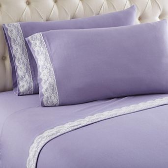 Micro Flannel Quality Lace-Edged Sheet Set 2-Pillowcase