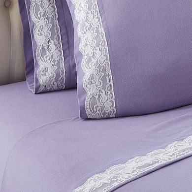 Micro Flannel Quality Lace-Edged Sheet Set 2-Pillowcase