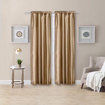Ellis Curtain Luna Faux-Silk Rod Pocket/Back Tab Tailored Pairs - 100x63", Taupe