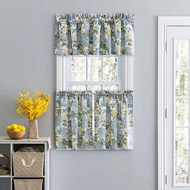 Hydrangea Classic Pattern Printed 3" Rod Pocket Tailored Valance 70"x12" Blue