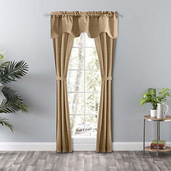 Lisa Solid Color Lined Curtain Scallop Valance 3" Rod Pocket