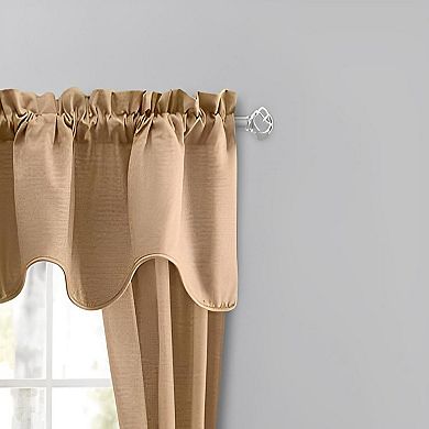 Lisa Solid Color Lined Curtain Scallop Valance 3" Rod Pocket