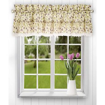 Clarice High Quality Room Darkening Natural Color Classic Print Ruffled Window Valance