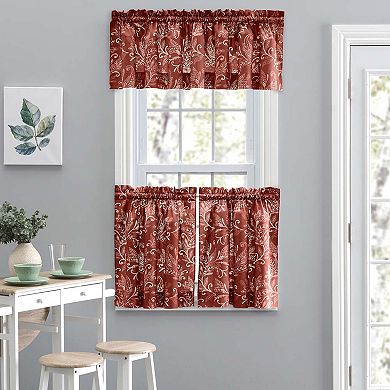 Curtain Lexington Leaf Printed Leaf Pattern Tailored Valance