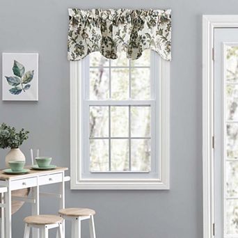 Madison Floral Printed Lined Curtain Scallop Valance 3" Rod Pocket