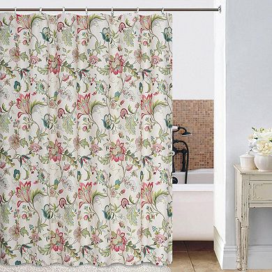Brissac Classic Floral Design Button Holes Shower Curtain