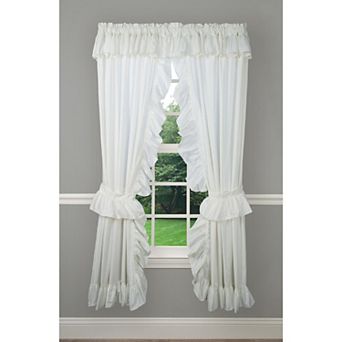 2 pc Ruffled Priscilla Window Curtain Panel Pair With Ties - 80x84" Natural