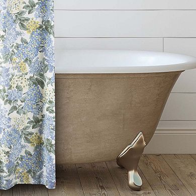 Hydrangea Classic Pattern Printed Piped Edge Button Holes Shower Curtain