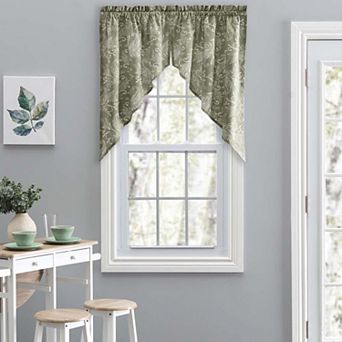 Curtain Lexington Leaf Pattern Color Ground Tailored Swags 56"x36" Sage