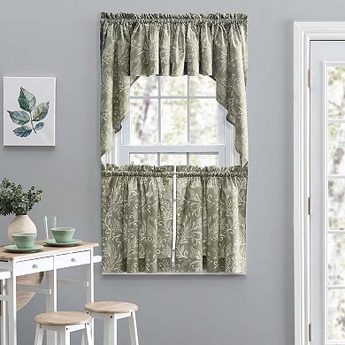 Curtain Lexington Leaf Pattern Color Ground Tailored Swags 56"x36" Sage