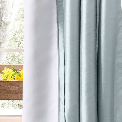 Ellis Curtain Luna Faux-Silk Rod Pocket/Back Tab Tailored Pairs - 100x84", Blue