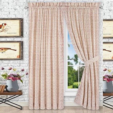 Davins High Quality 2-piece Window Rod Pocket Panel With 2 Tie Backs