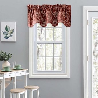Curtain Lexington Leaf Printed Leaf Pattern Scallop Valance