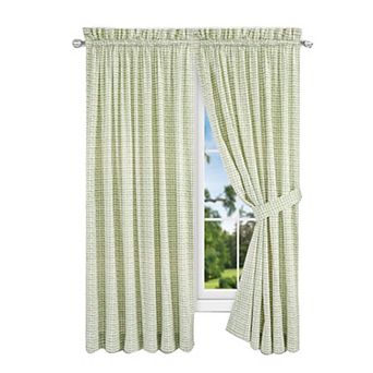 Davins High Quality 2 pc Window Rod Pocket Curtain Panel With 2 Tie Backs