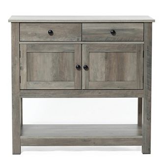 LuxenHome 35.43" Wide Server 2-Drawer 2-Door Buffet Storage Cabinet