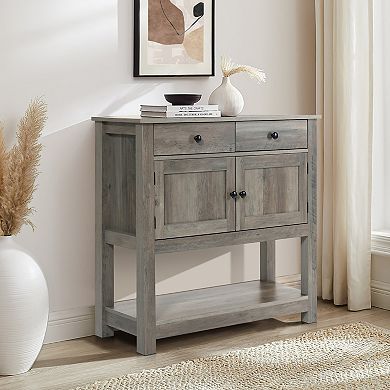 LuxenHome 35.43" Wide Server 2-Drawer 2-Door Buffet Storage Cabinet