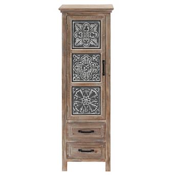 LuxenHome 48" Tall Wood and Metal 2-Drawer 1-Door Storage Cabinet